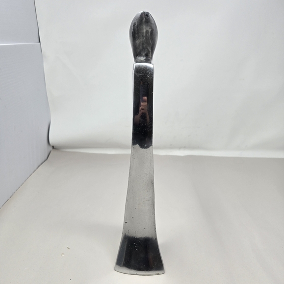 Vintage Matthew Hilton Cast Silver Tone Aluminum Postmodern Candlestick Holder - Picture 3 of 11
